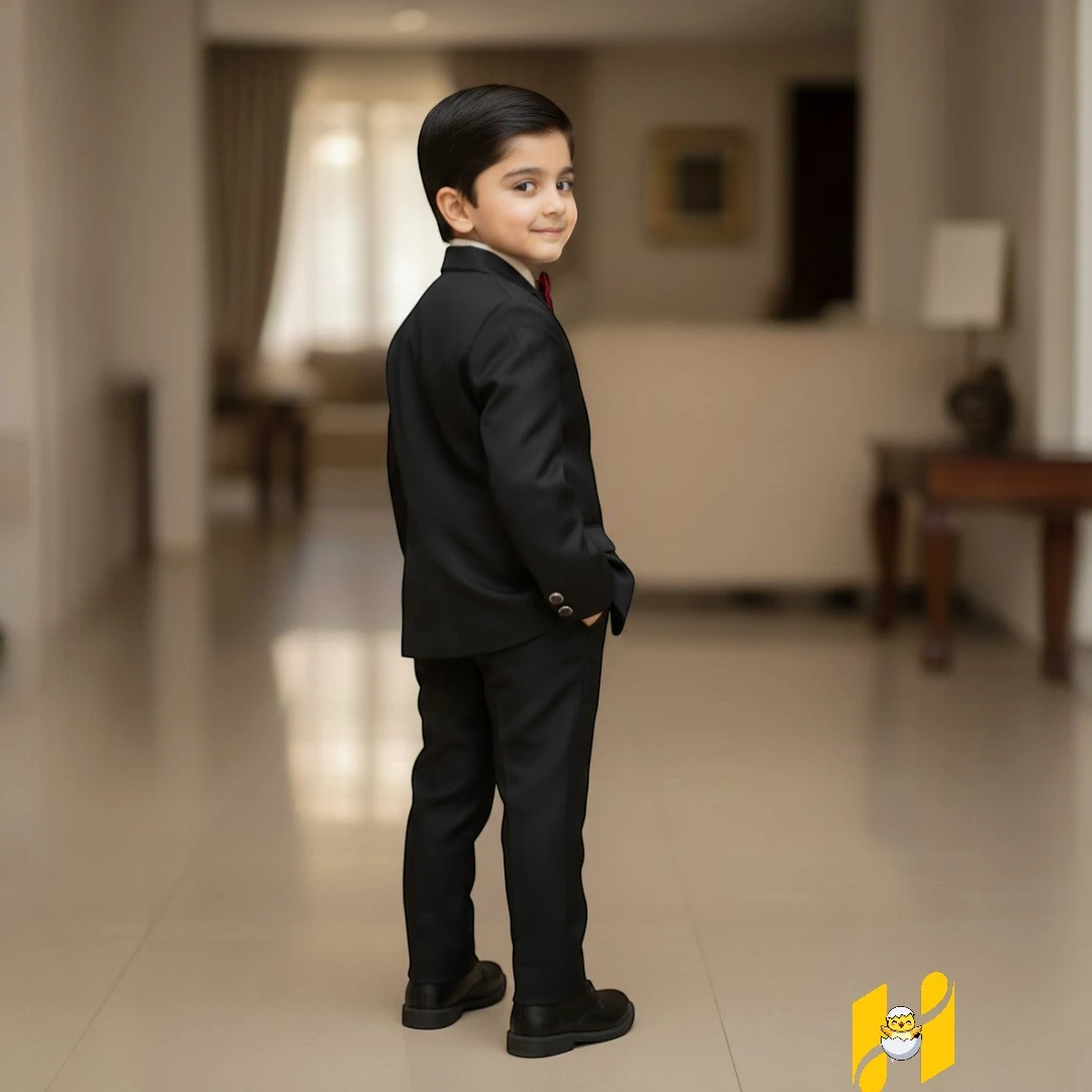 Black Pant Coat 5 Piece suit for boys