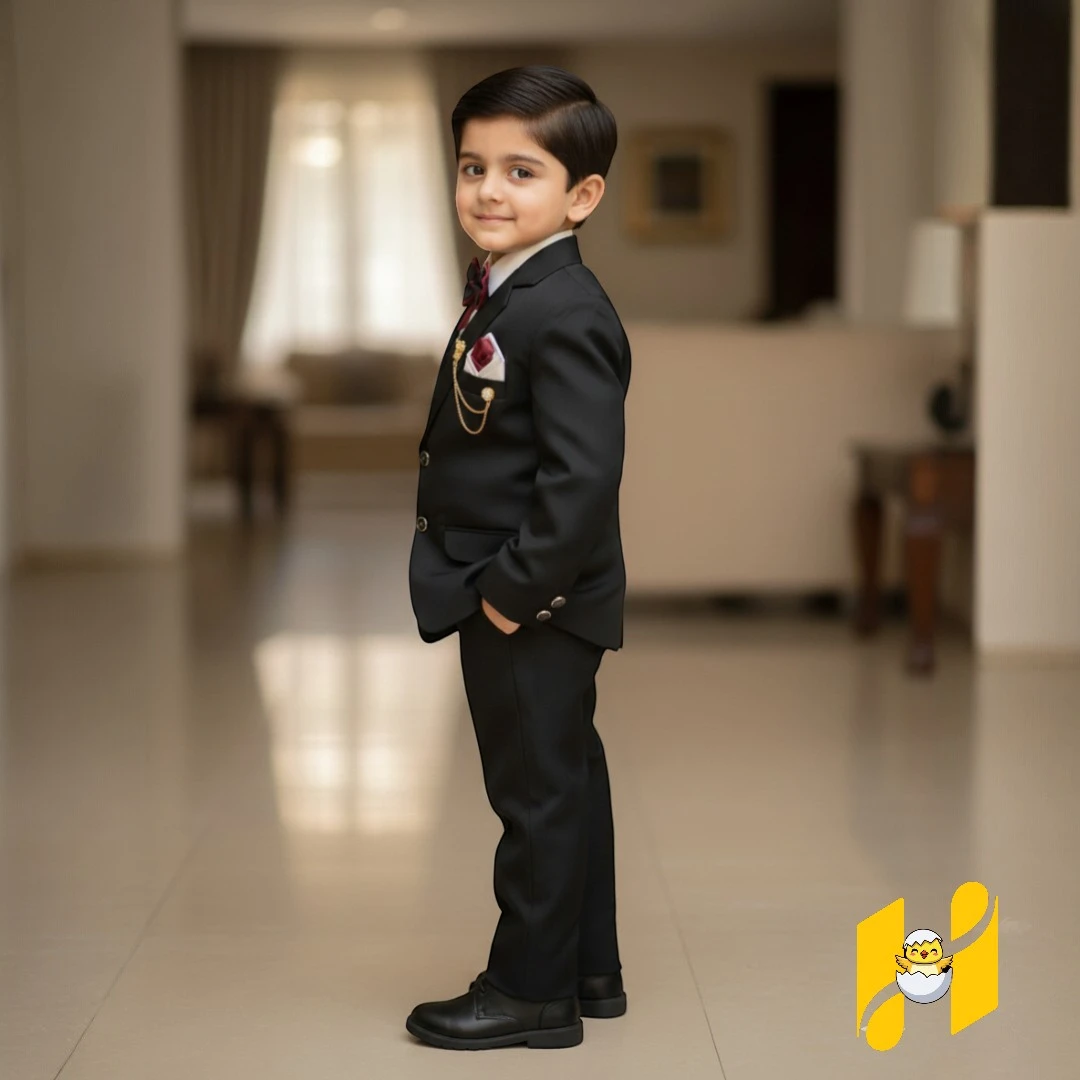 Black Pant Coat 5 Piece suit for boys