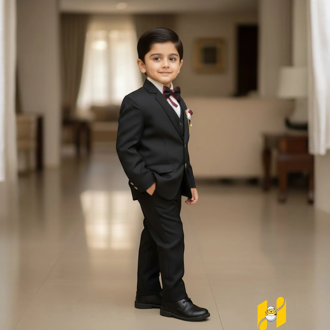Black Pant Coat 5 Piece suit for boys