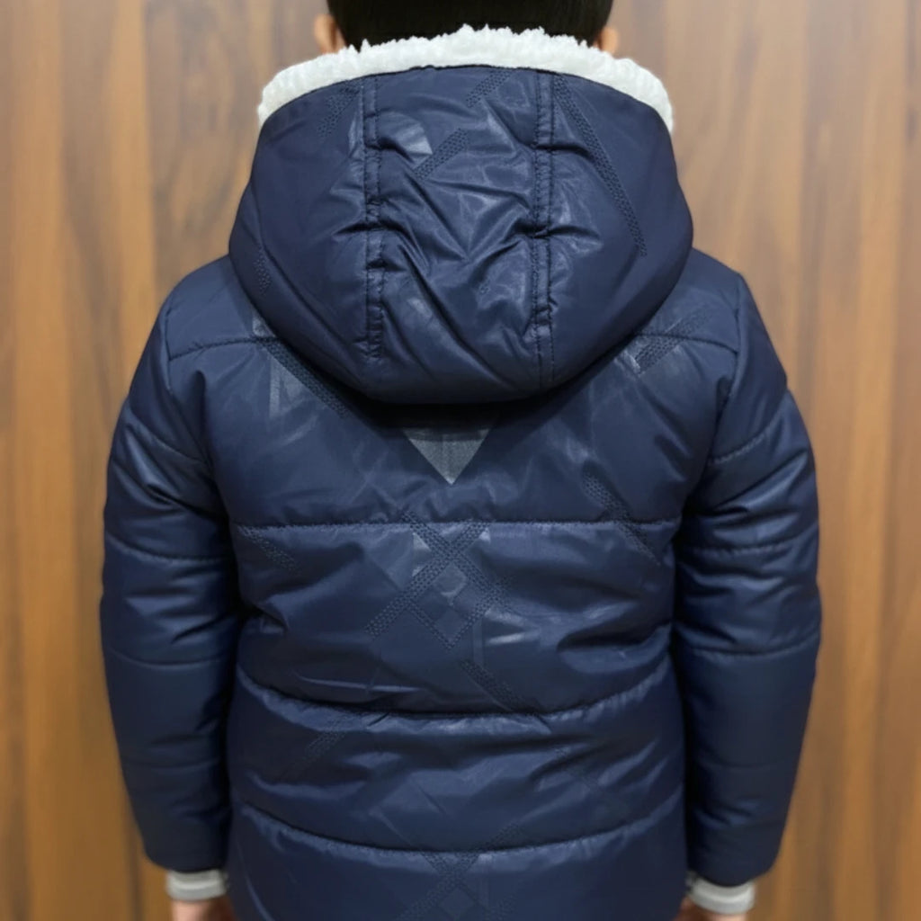 Blue Leather Jacket Winter Tracksuit Set