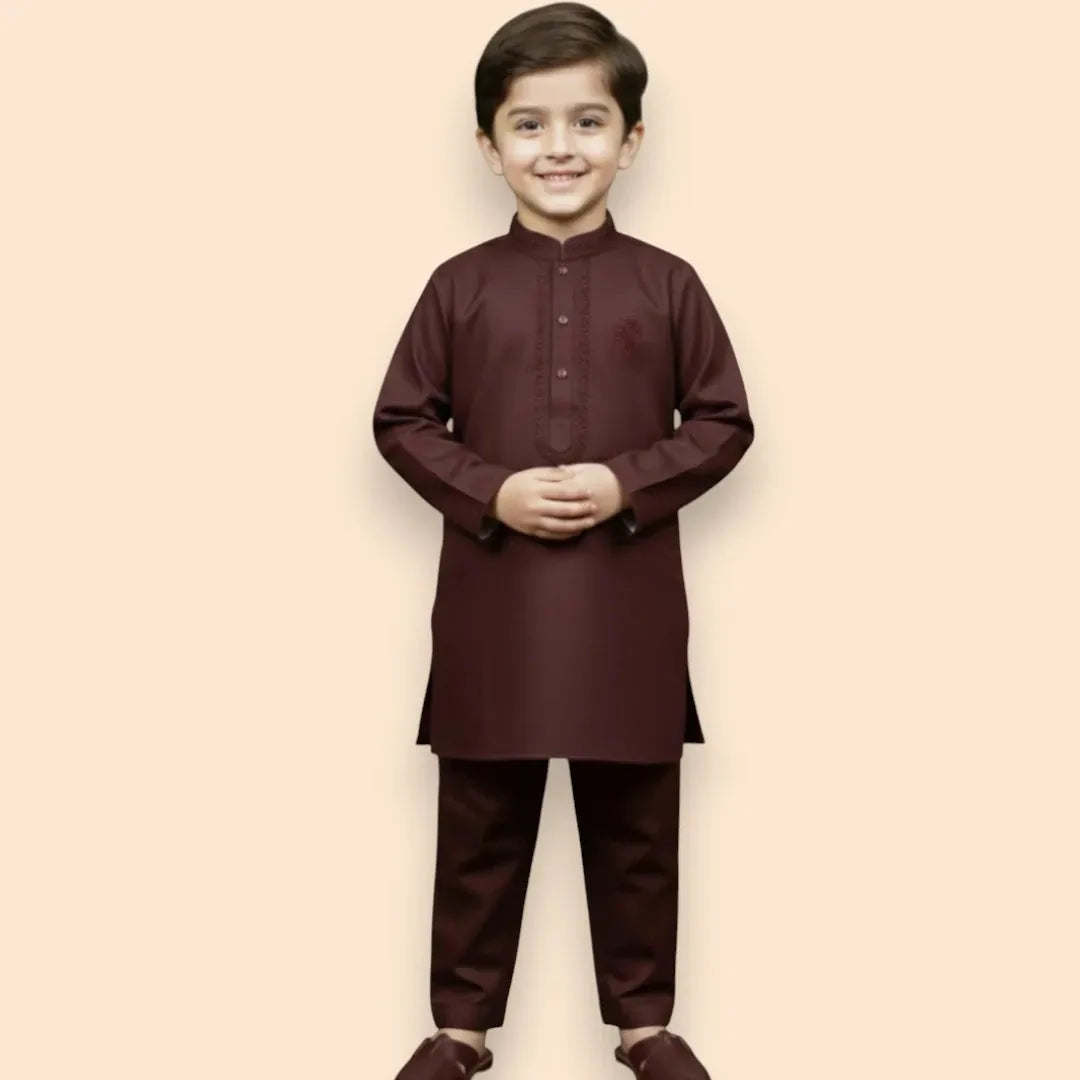 Boys Maroon Shalwar Kameez
