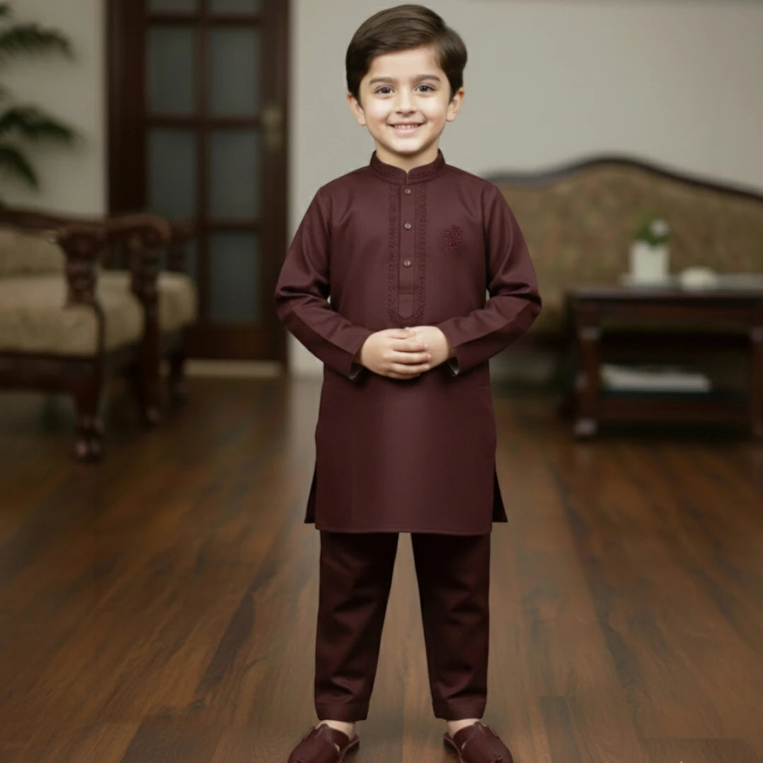 Boys Maroon Shalwar Kameez