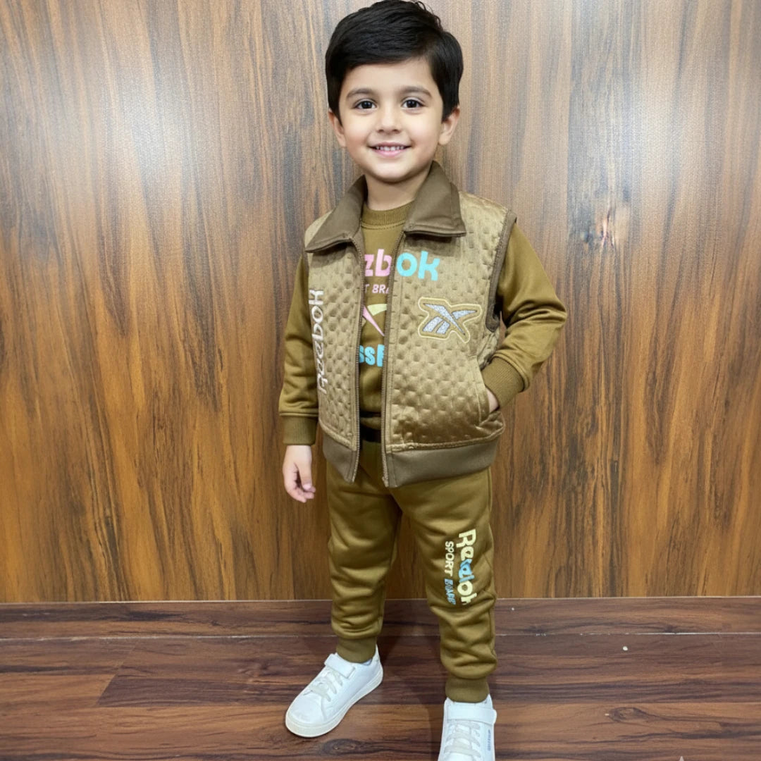 Brown 3 Piece Winter Tracksuit Set