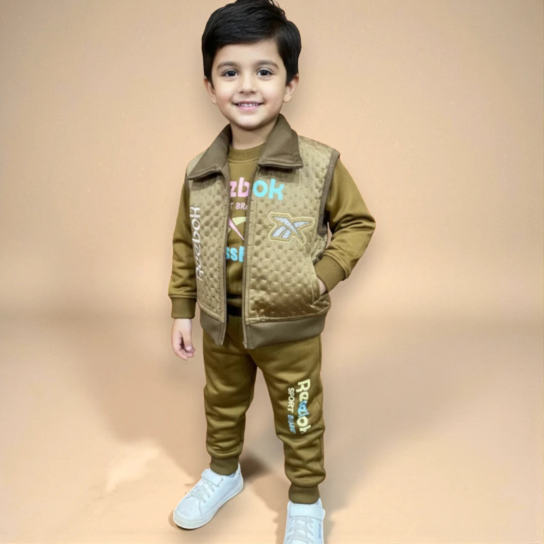 Brown 3 Piece Winter Tracksuit Set