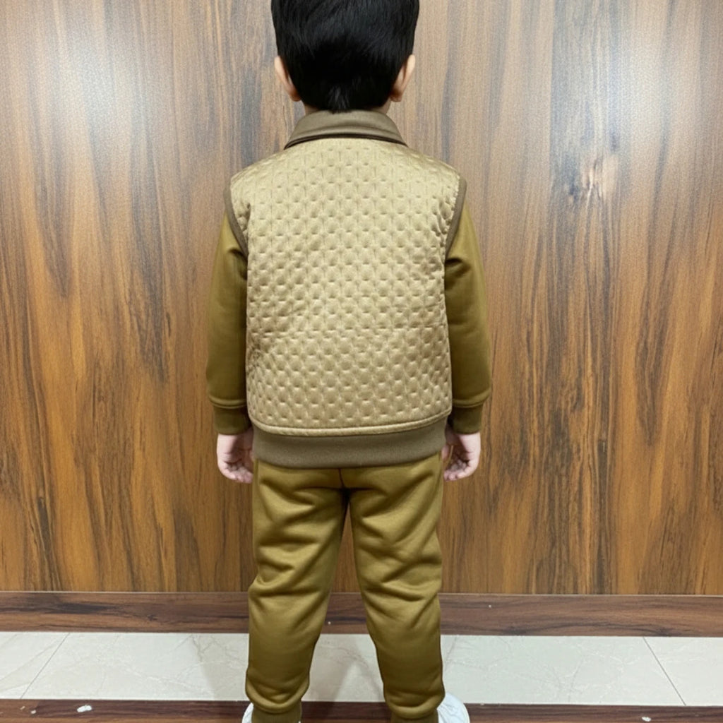 Brown 3 Piece Winter Tracksuit Set