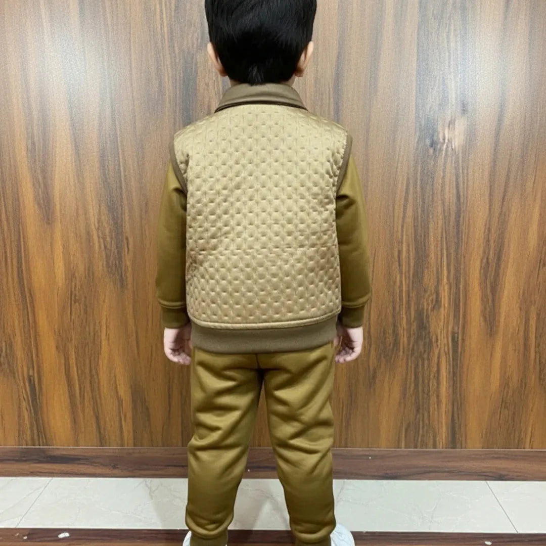 Brown 3 Piece Winter Tracksuit Set