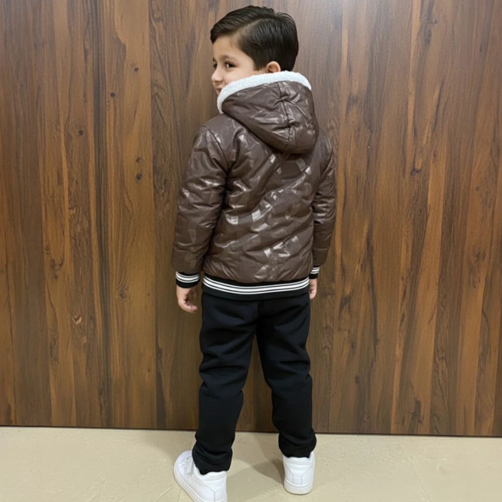 Brown Winter Hooded Jacket Outfit