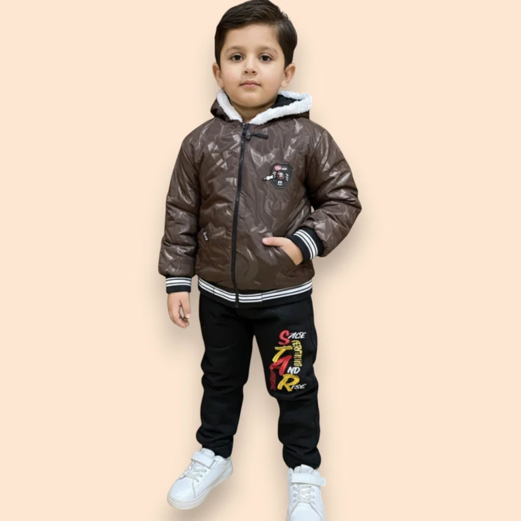 Brown Winter Hooded Jacket Outfit