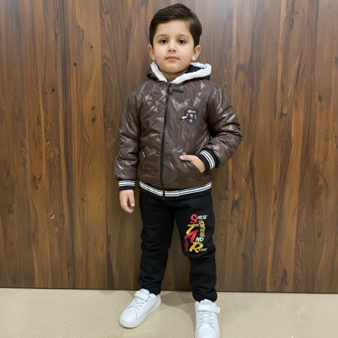 Brown Winter Hooded Jacket Outfit