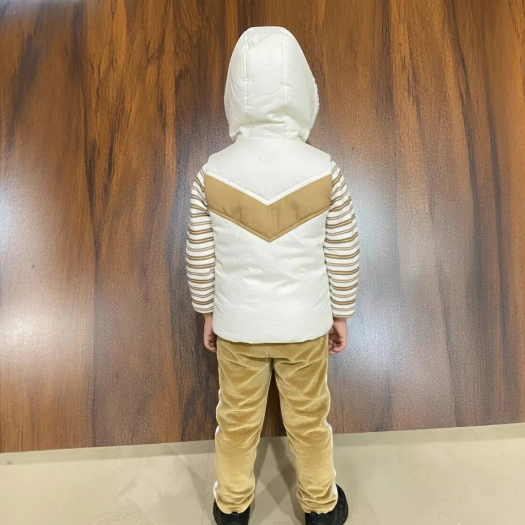 Brown and White Winter Jacket Outfit