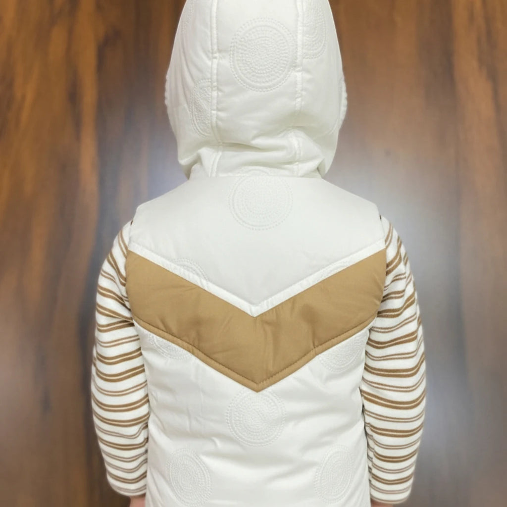 Brown and White Winter Jacket Outfit