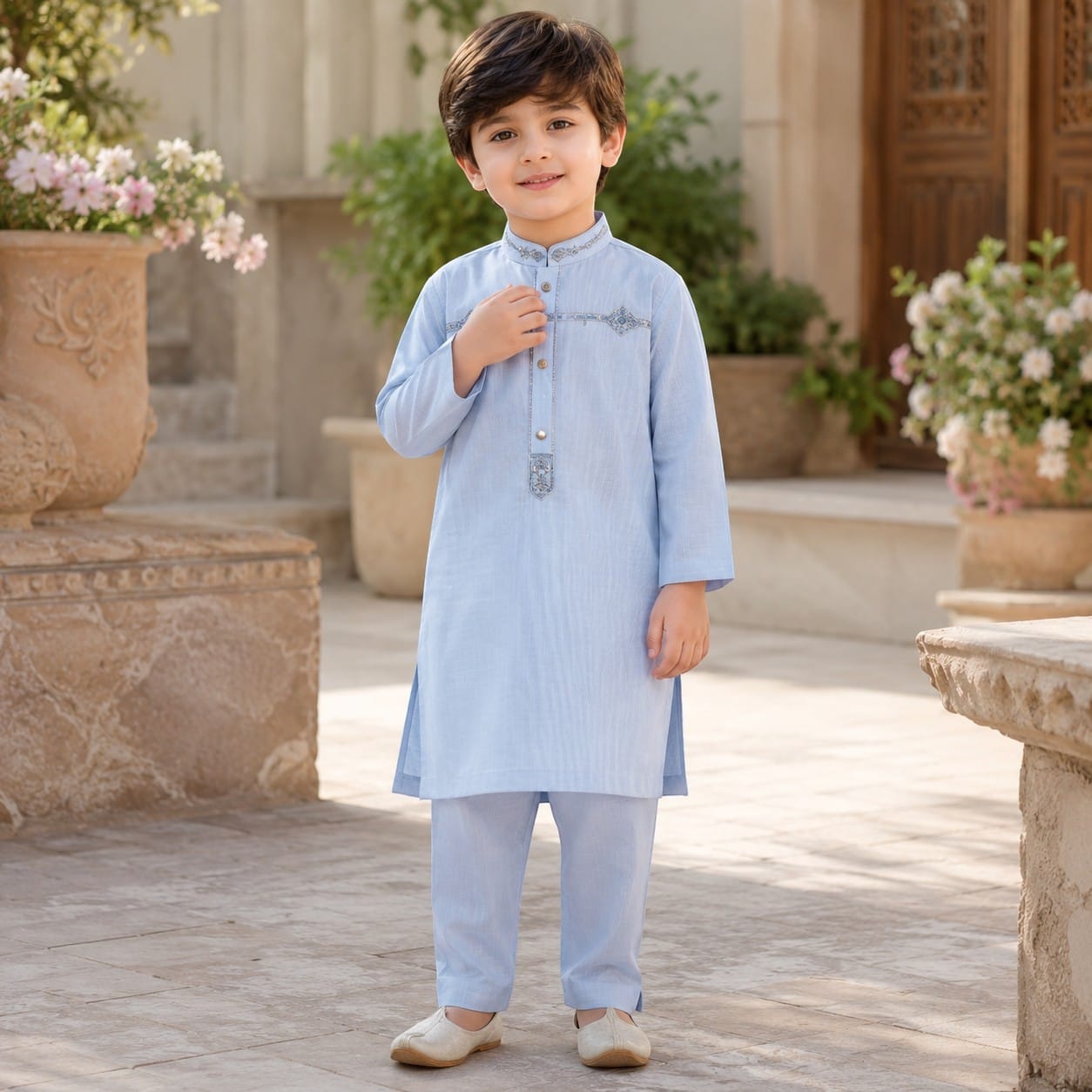 Embroidered Blue Shalwar Kameez for boys
