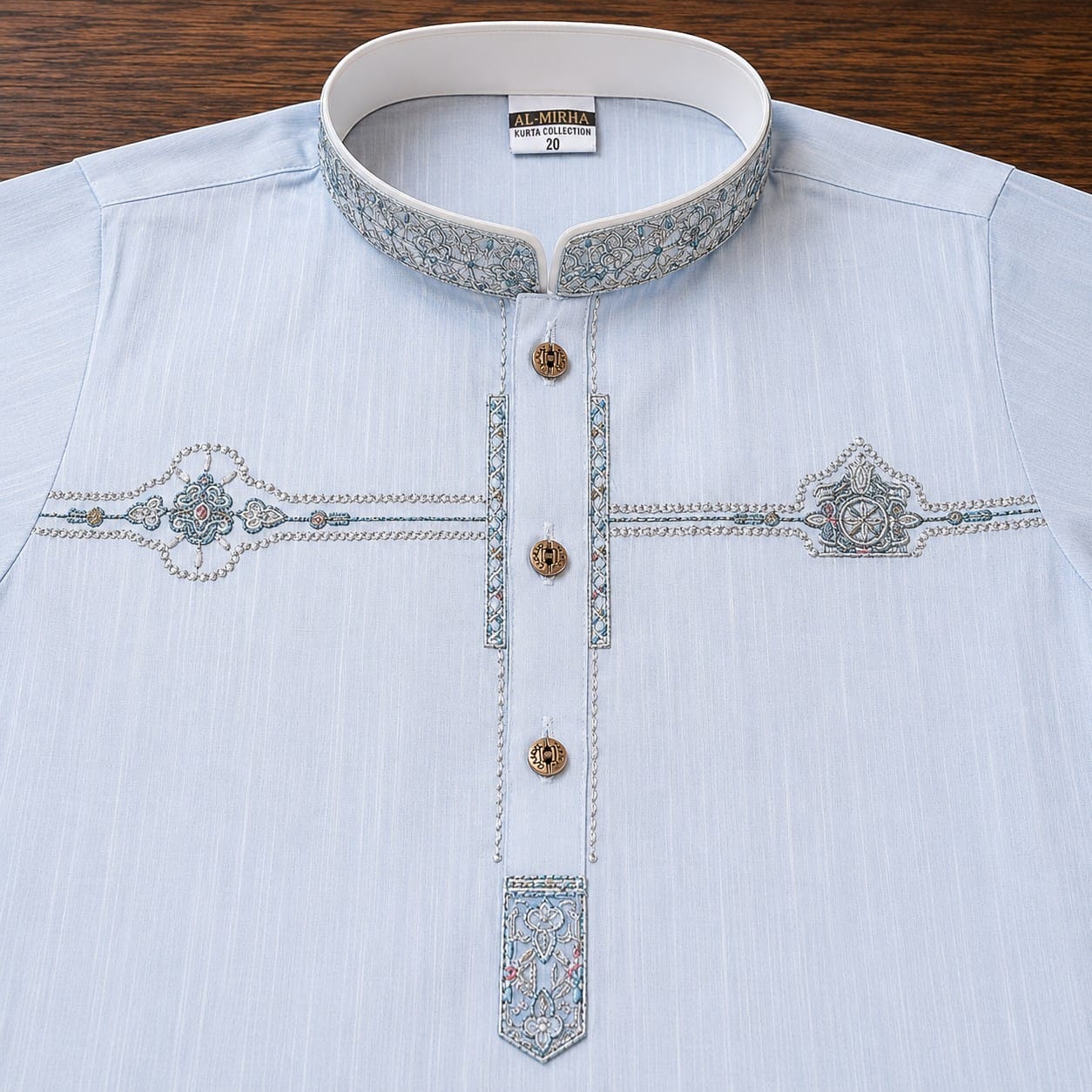Embroidered Blue Shalwar Kameez for boys details