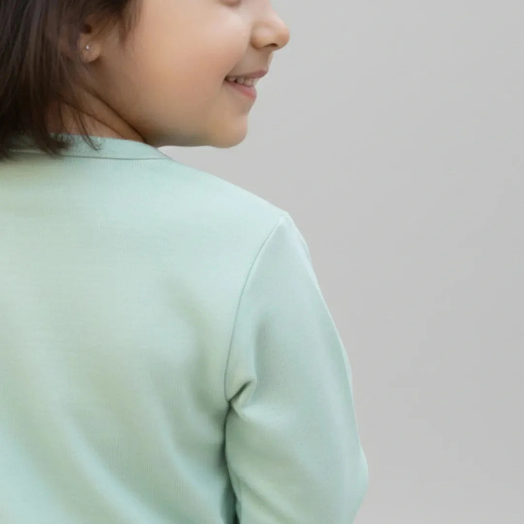 Girls Mint Green Fleece Tracksuit Fabric