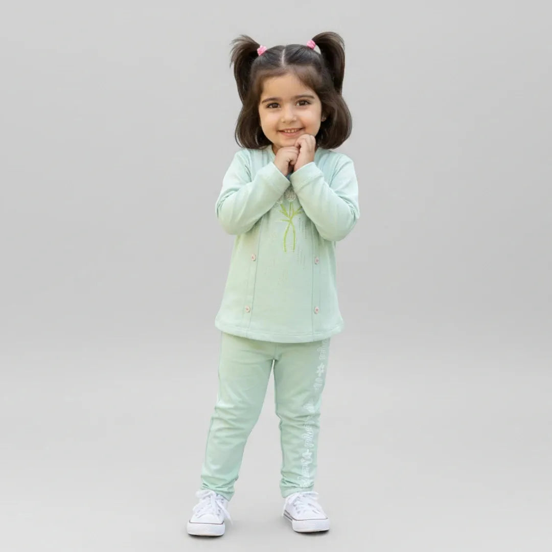 Girls Mint Green Fleece Tracksuit