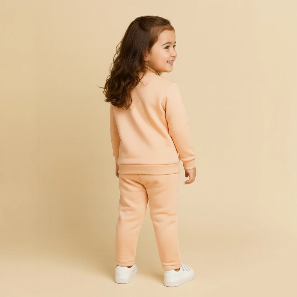 Girls Peach Fleece Tracksuit Back