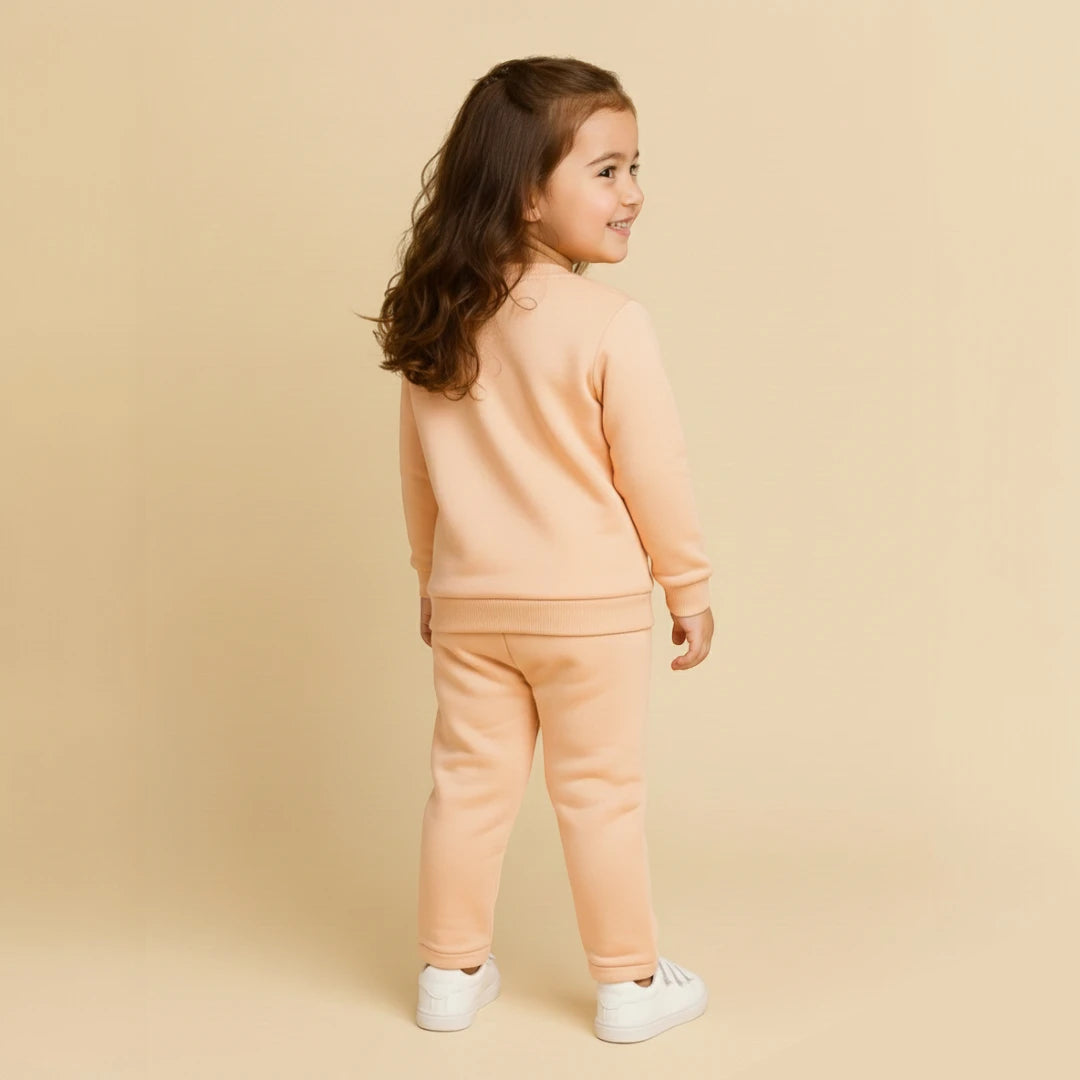 Girls Peach Fleece Tracksuit Back