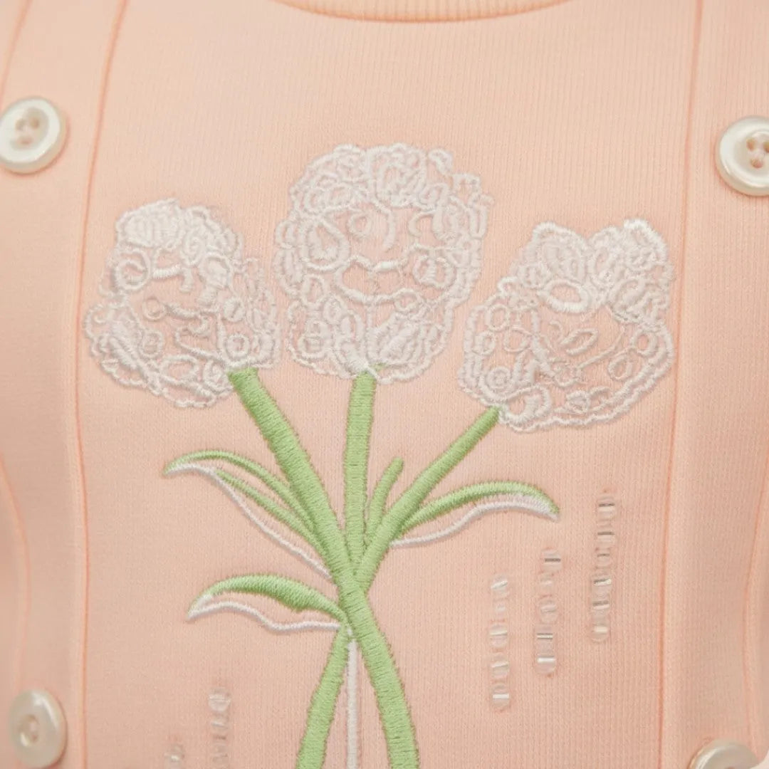 Girls Peach Fleece Tracksuit Back Fabric