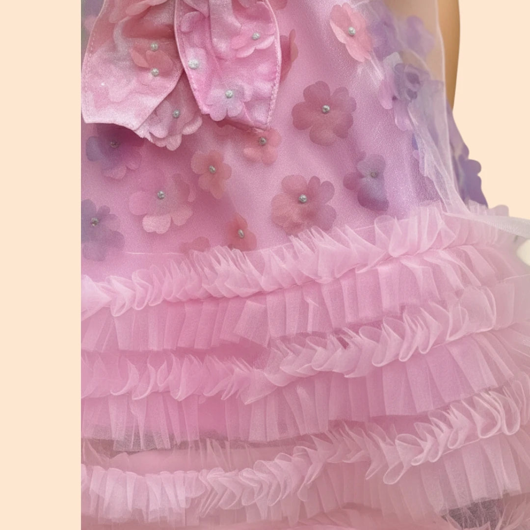 Girls Pink Fairy Frockn with Floral Details lower