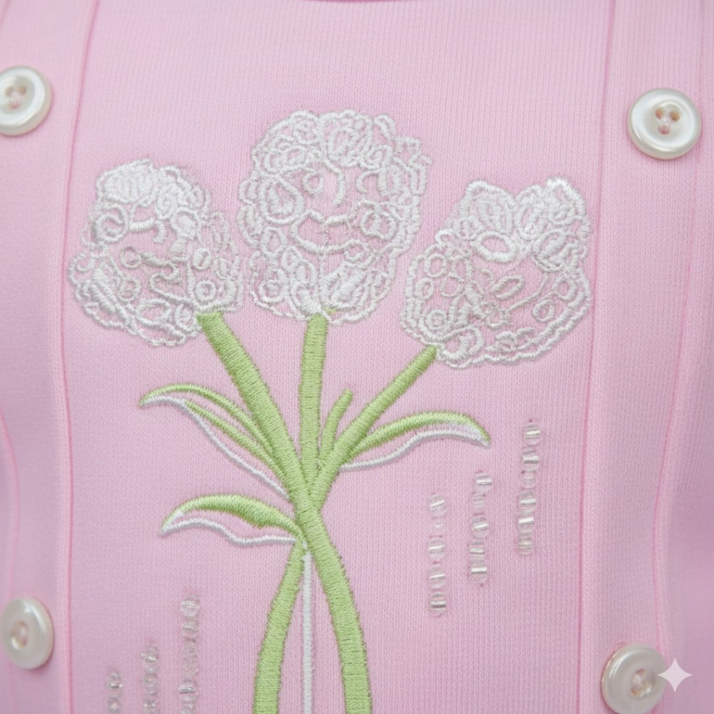 Girls Pink Fleece Tracksuit side fabric