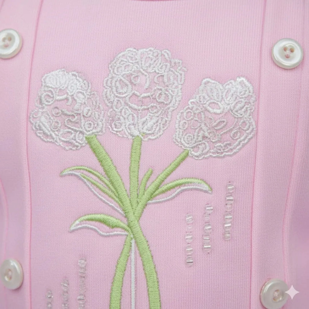 Girls Pink Fleece Tracksuit side fabric