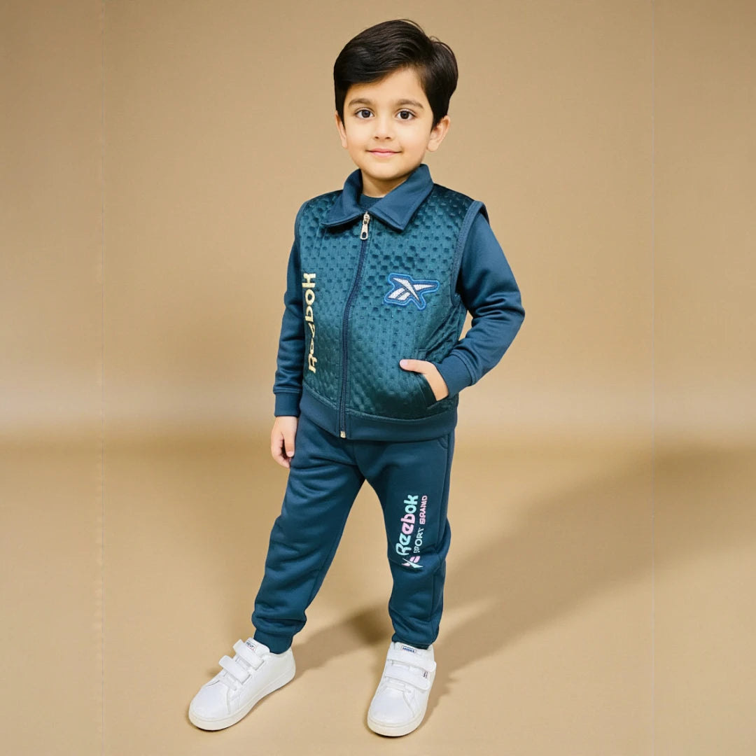 Green 3 Piece Winter Tracksuit Set,