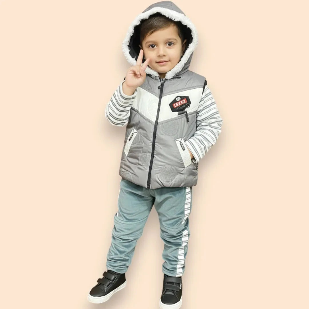 Grey 3 Piece Winter Jacket Outfit