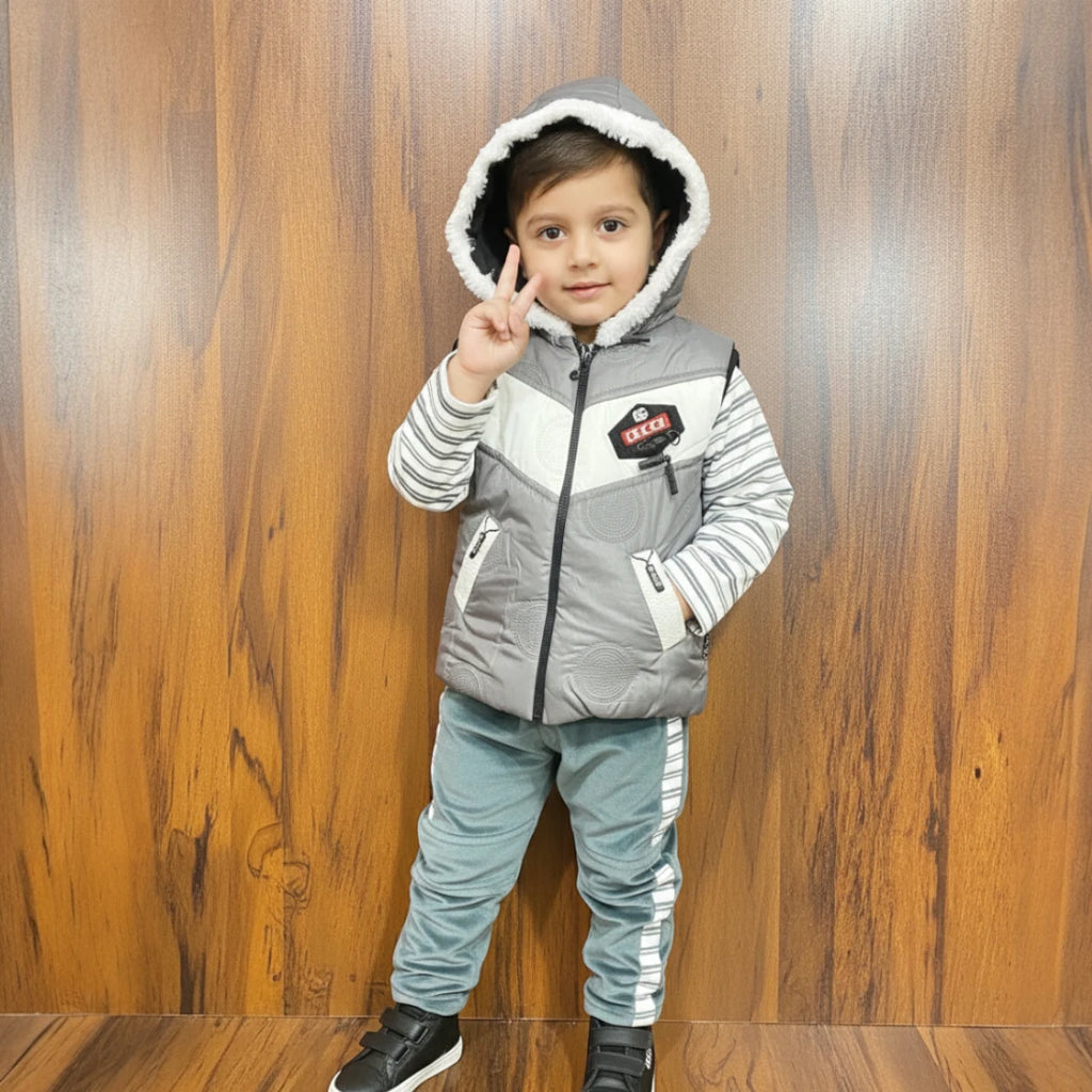 Grey 3 Piece Winter Jacket Outfit