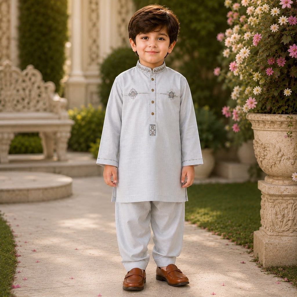 Light Grey Shalwar Kameez for boys