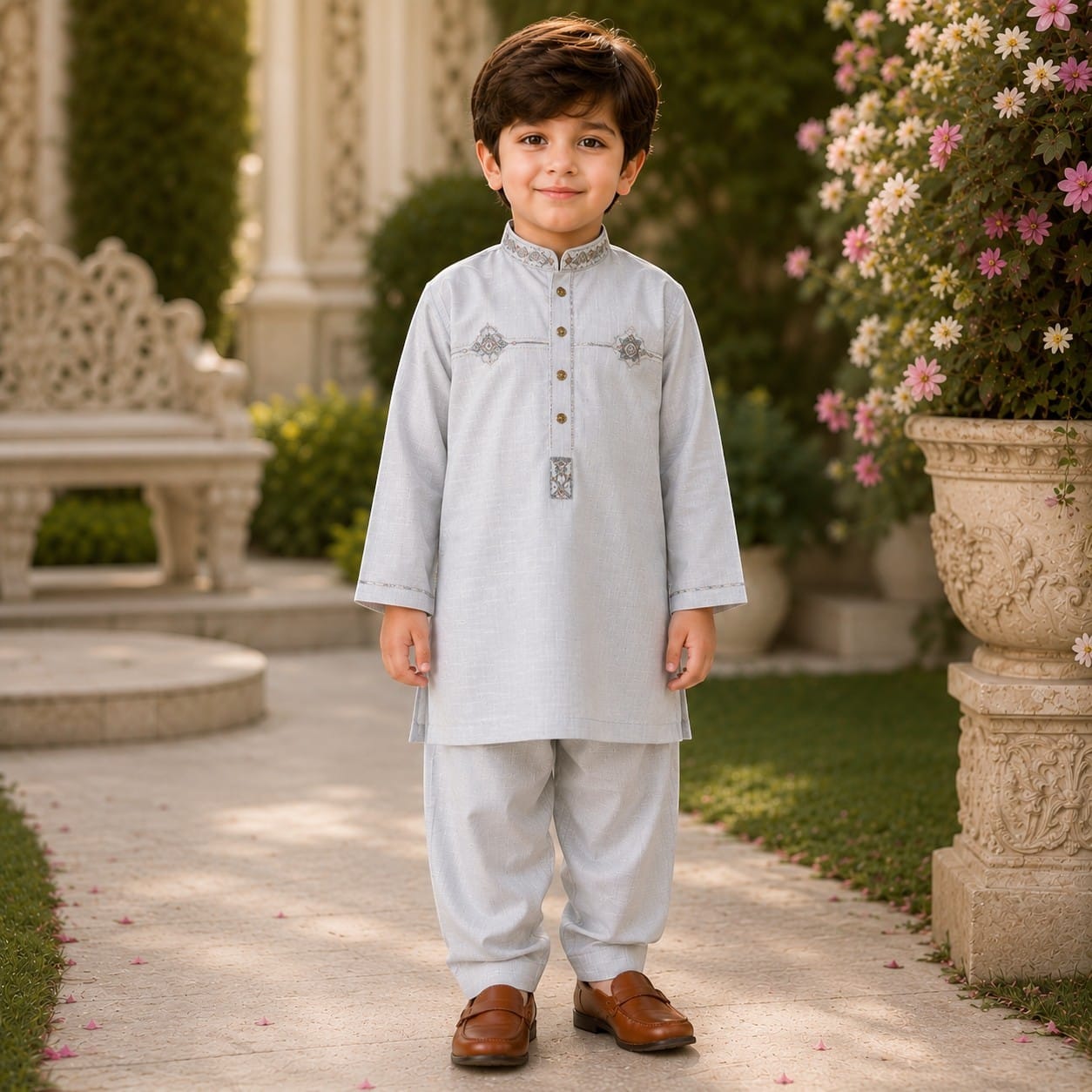 Light Grey Shalwar Kameez for boys