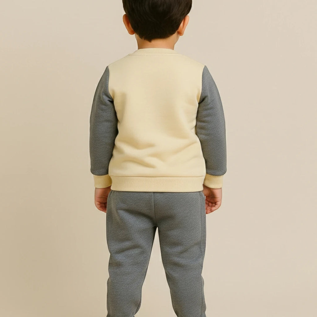 Light Yellow Teddy Bear Tracksuit Set