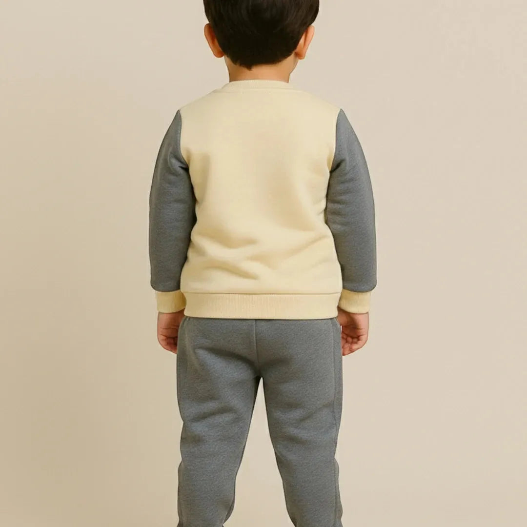 Light Yellow Teddy Bear Tracksuit Set