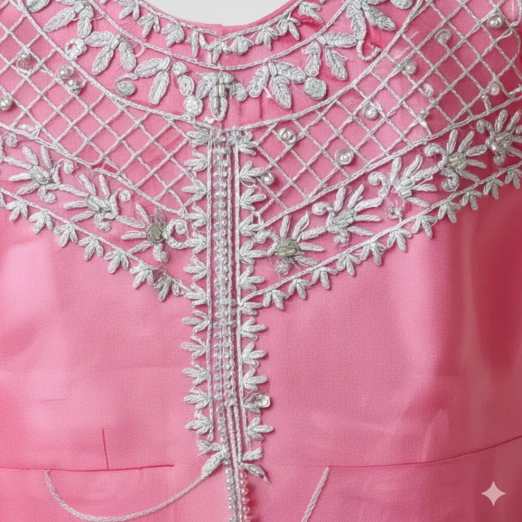 Pink Fancy Embroidery Frock for girls