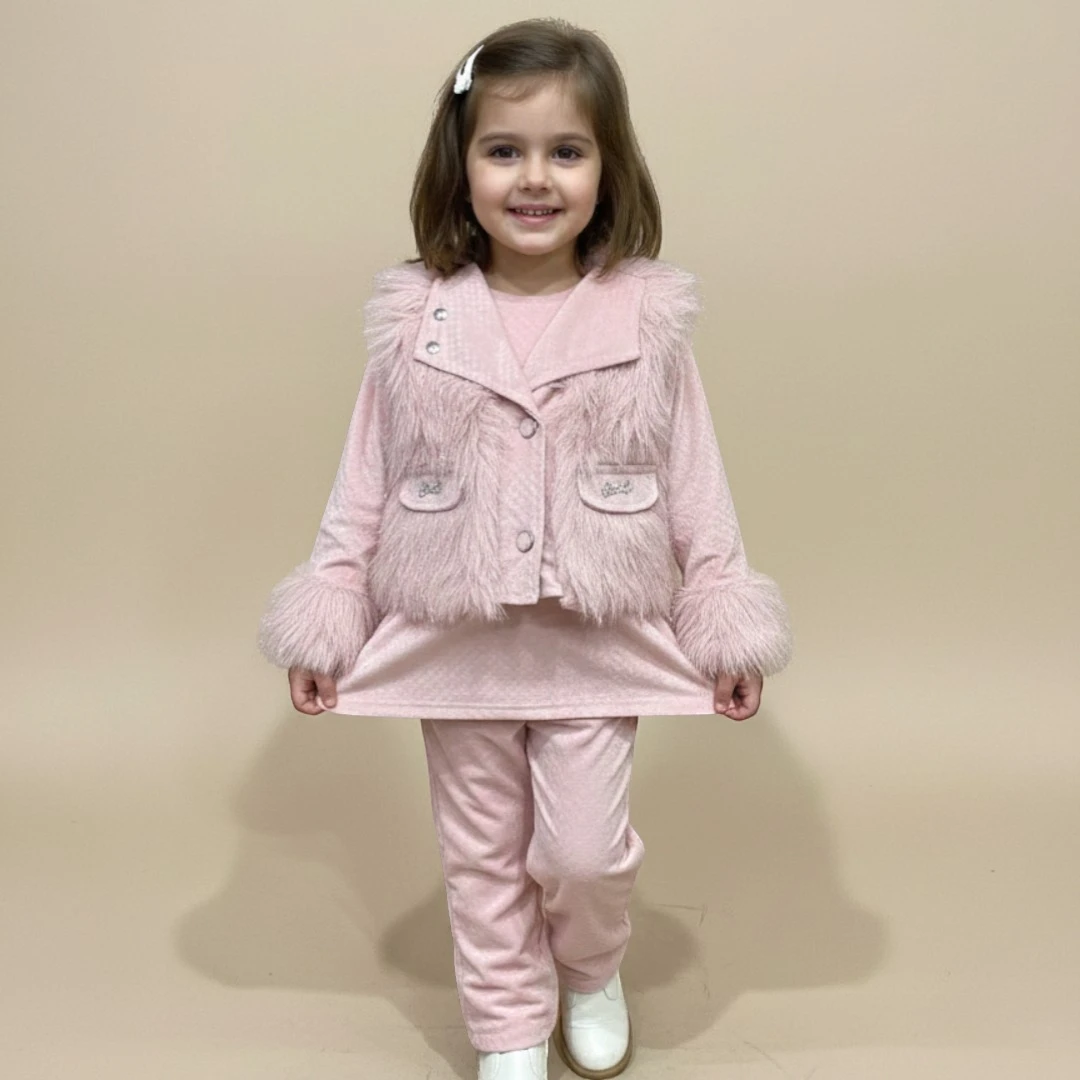 Pink Fur Jacket Winter Outfit For Girls in Pakistan