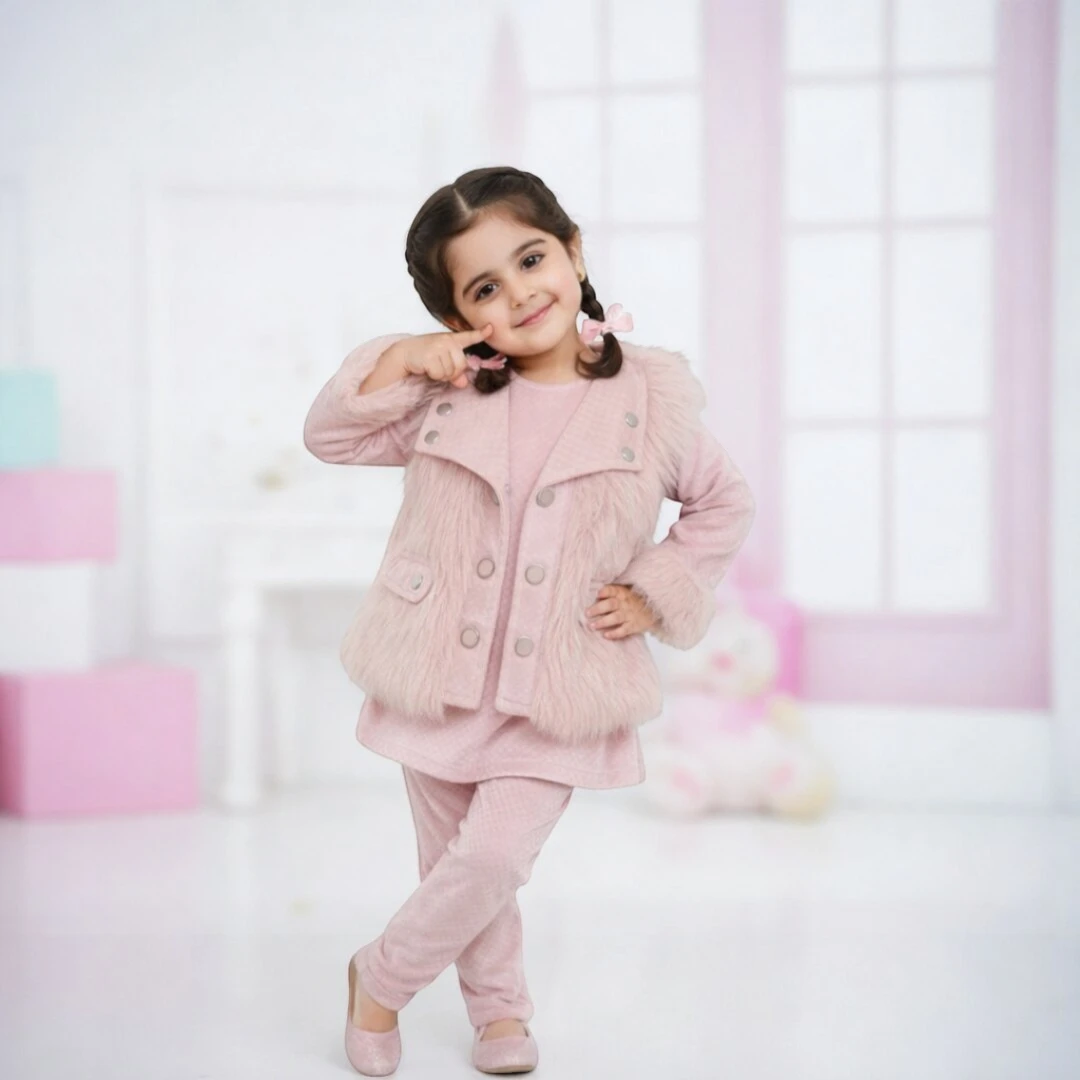 Pink Fur Jacket Winter Outfit For Girls