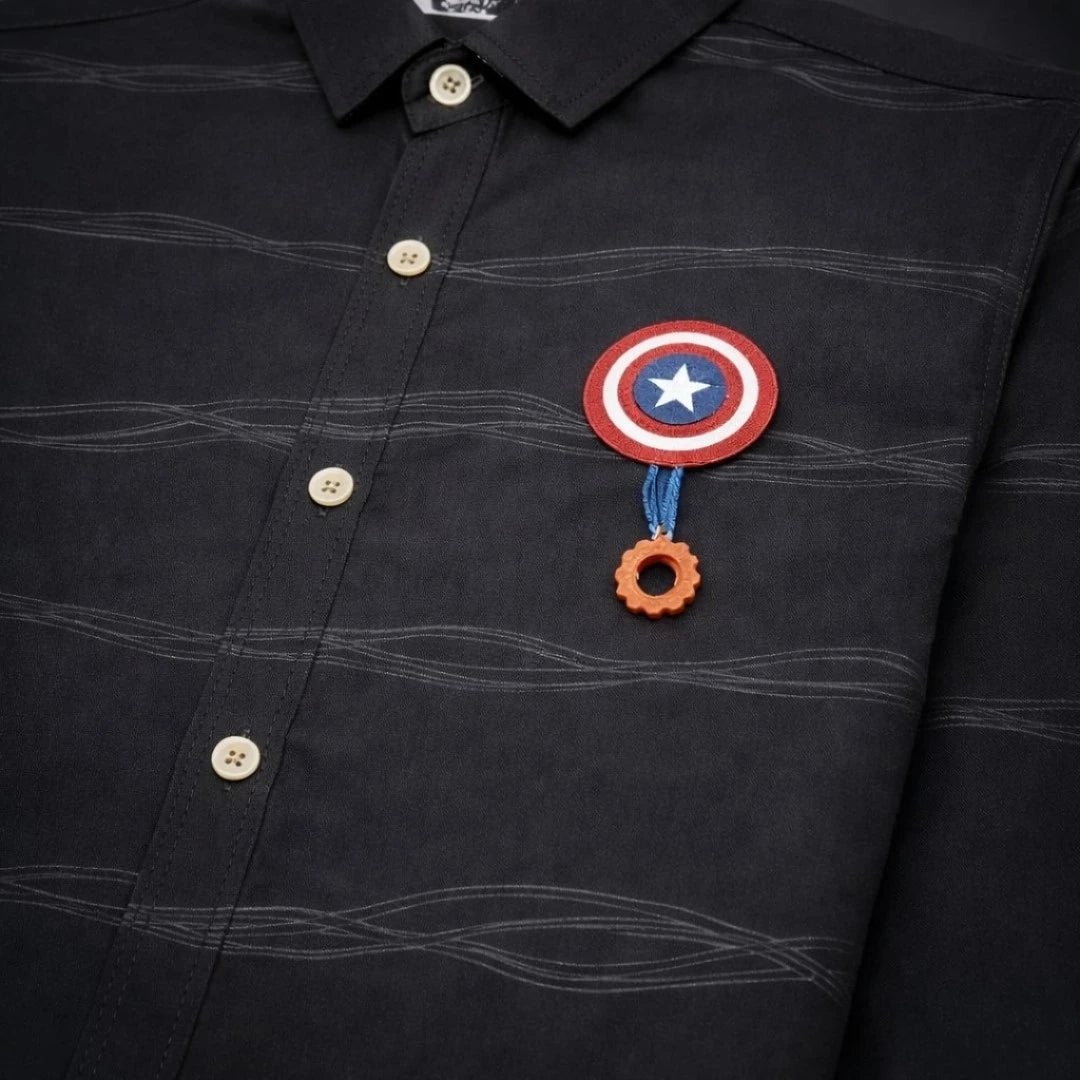 Black boys long sleeve button down shirt with shield patch premium kids party wear shirt for boys stylish formal and casual outfit for Summer and Eid  in Pakistan