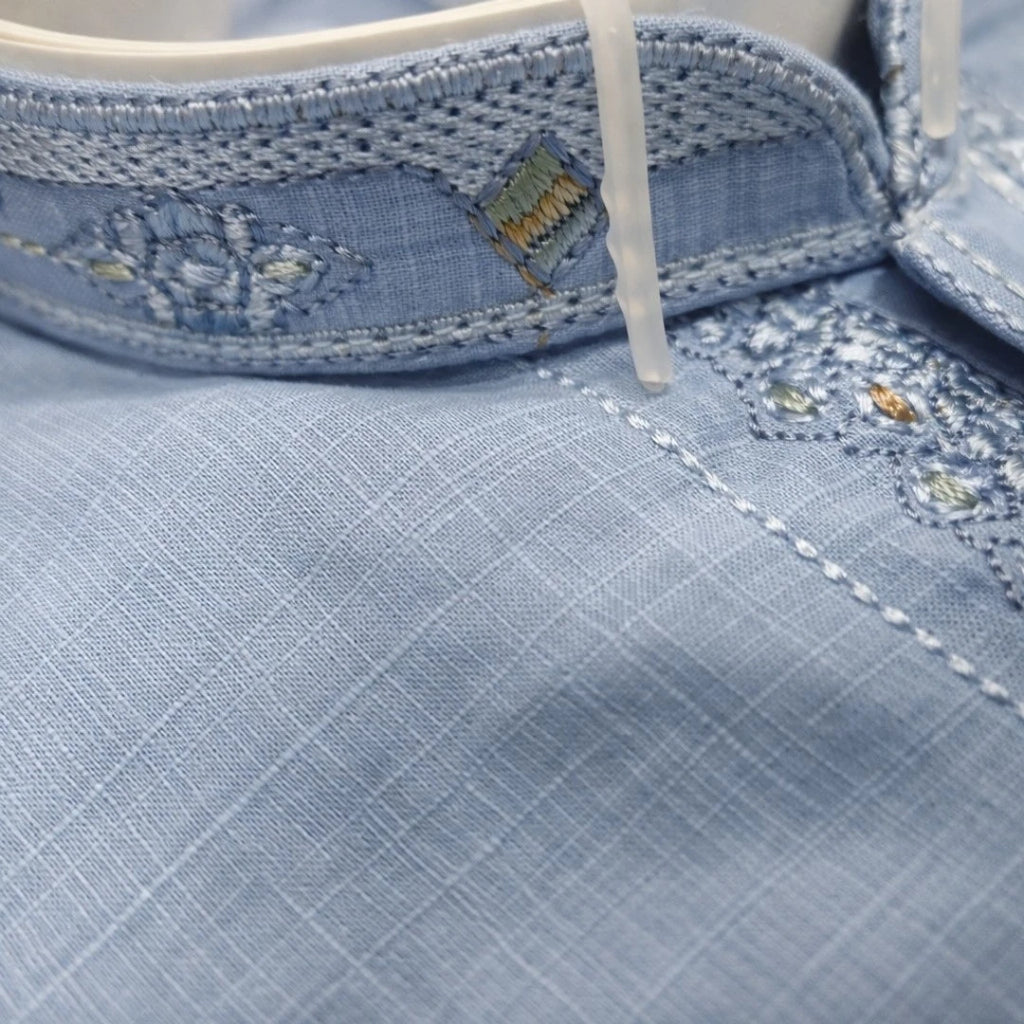 Light blue boys shalwar kameez with embroidered neckline, premium kids Eid dress, traditional Pakistani boys festive outfit for weddings and special occasions and summer collection