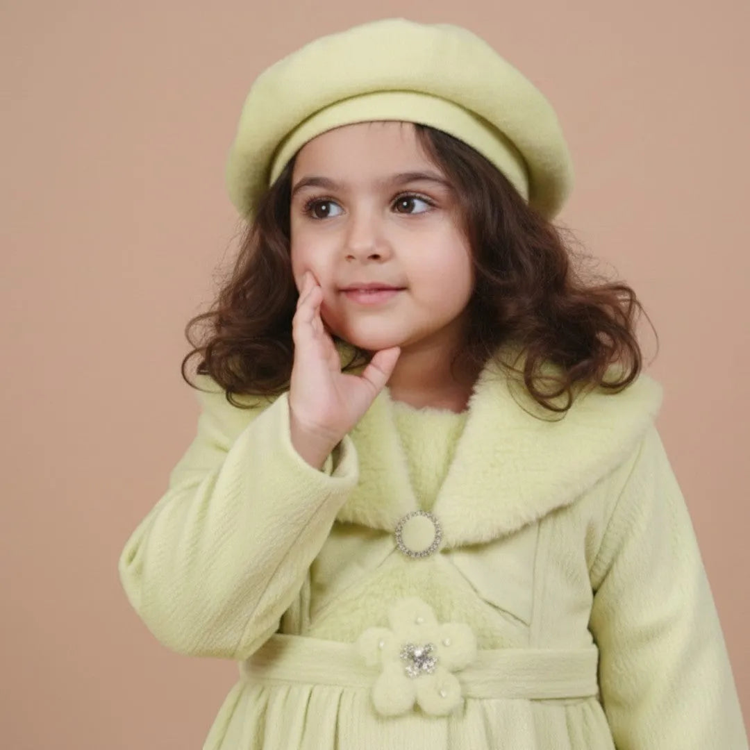 Green Fur Frock Outfit for girls