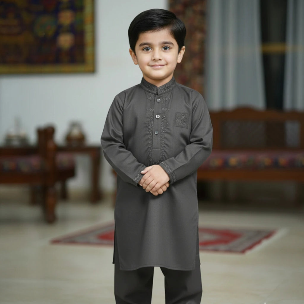 grey color shalwar kameez for kids