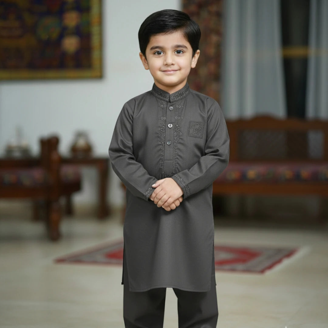 grey color shalwar kameez for kids