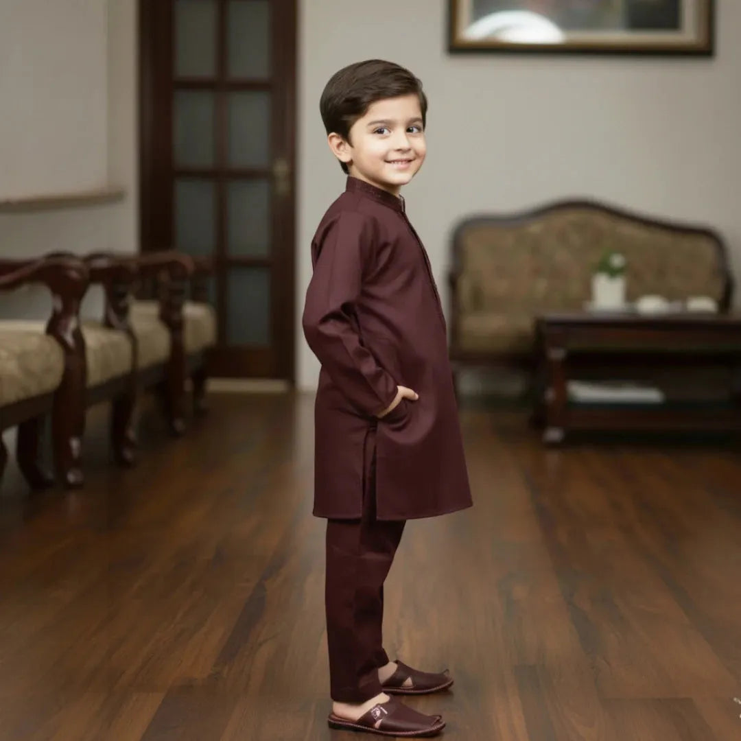 Boys Maroon Shalwar Kameez