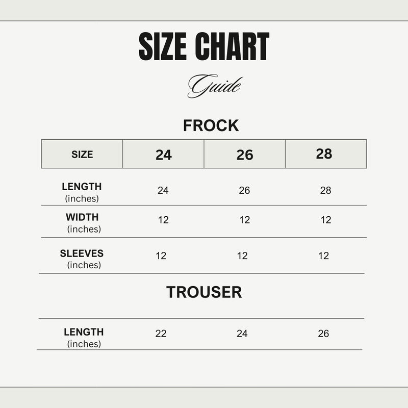 Size chart for Girls Pink Fairy Frock