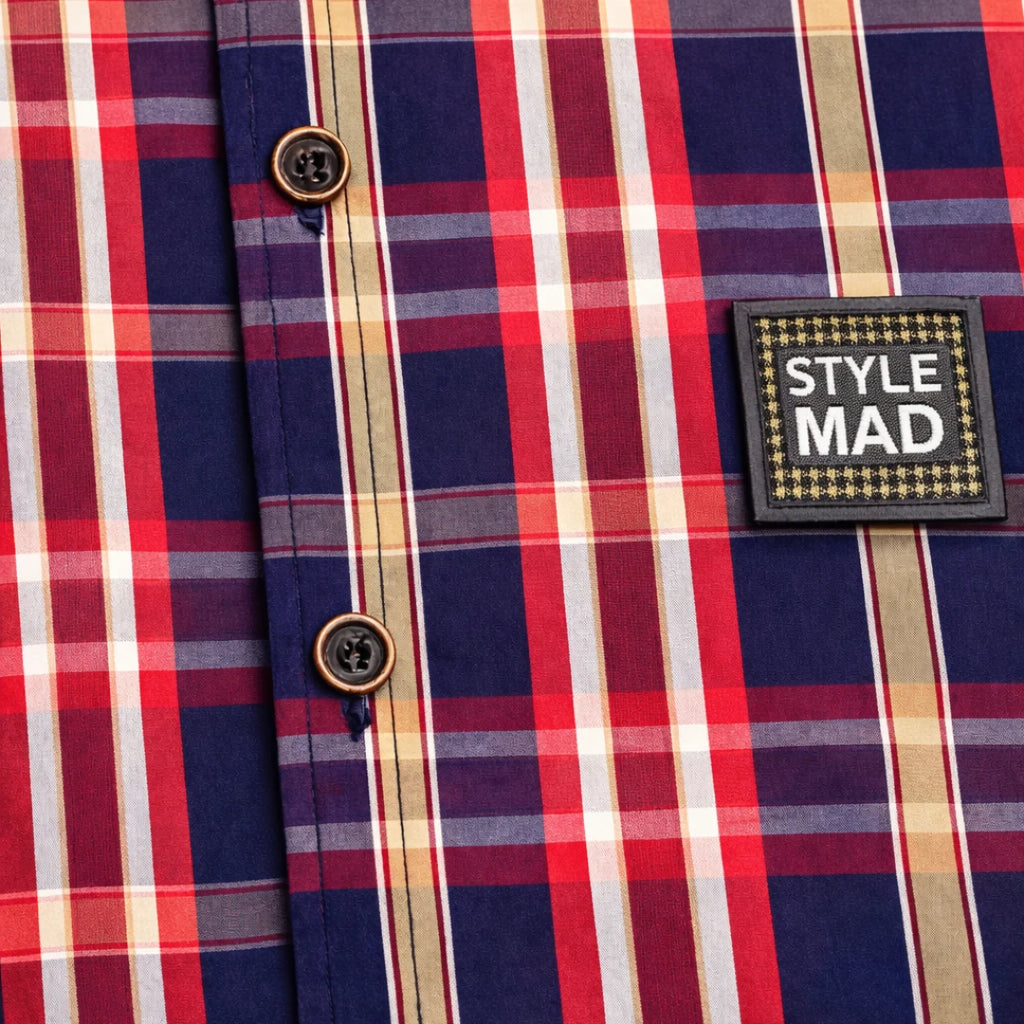 Red check boys short sleeve plaid shirt Summer And Eid Collection in Pakistan