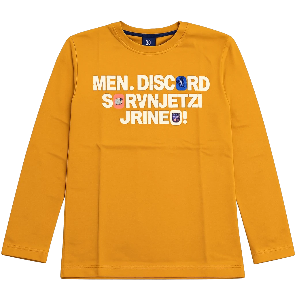 Boys long sleeve graphic T shirt with front text print design, trendy kids casual wear top, comfortable everyday boys outfit for school and outings in Pakistan